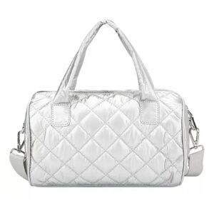 NWT INC International Concepts Women’s Faux Leather Silver Crossbody Handbag.